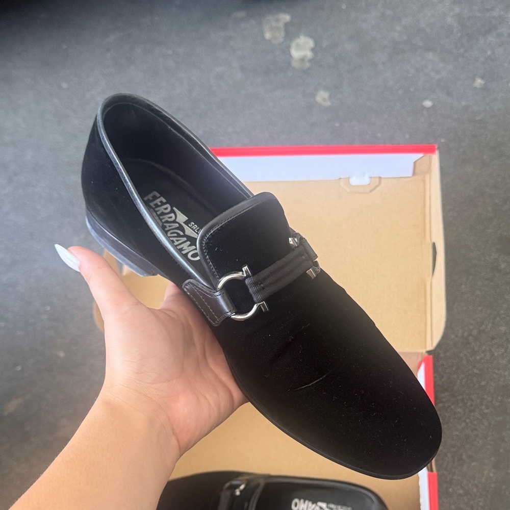 Salvatore Ferragamo Men's Black Velvet Loafers